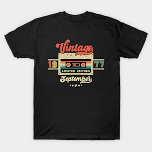 Vintage September 1977 Music Cassette - Limited Edition - 45 Years Old Birthday Gifts T-Shirt